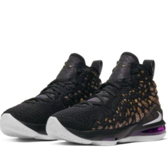 Nike Kids Lebron 17 Lakers Sneakers 4 BQ5594-004 - Picture 1 of 15